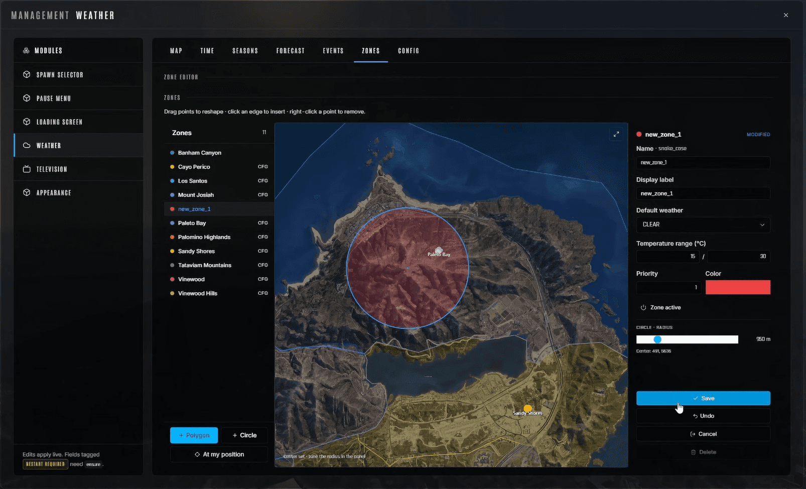 HZ-Bridge Admin Panel — weather zones, map editor, live config