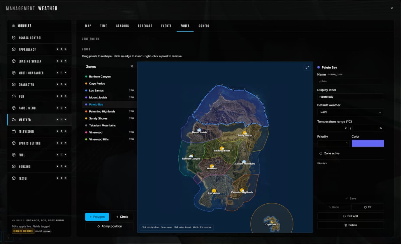 HZ-Bridge Admin Panel — weather zones, map editor, live config