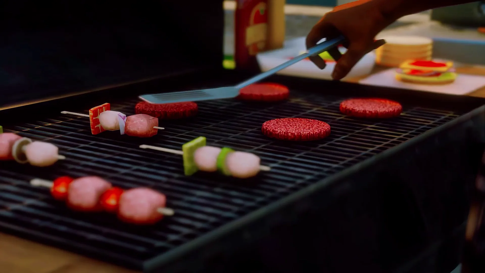 Les brochettes cuisent pièce par pièce