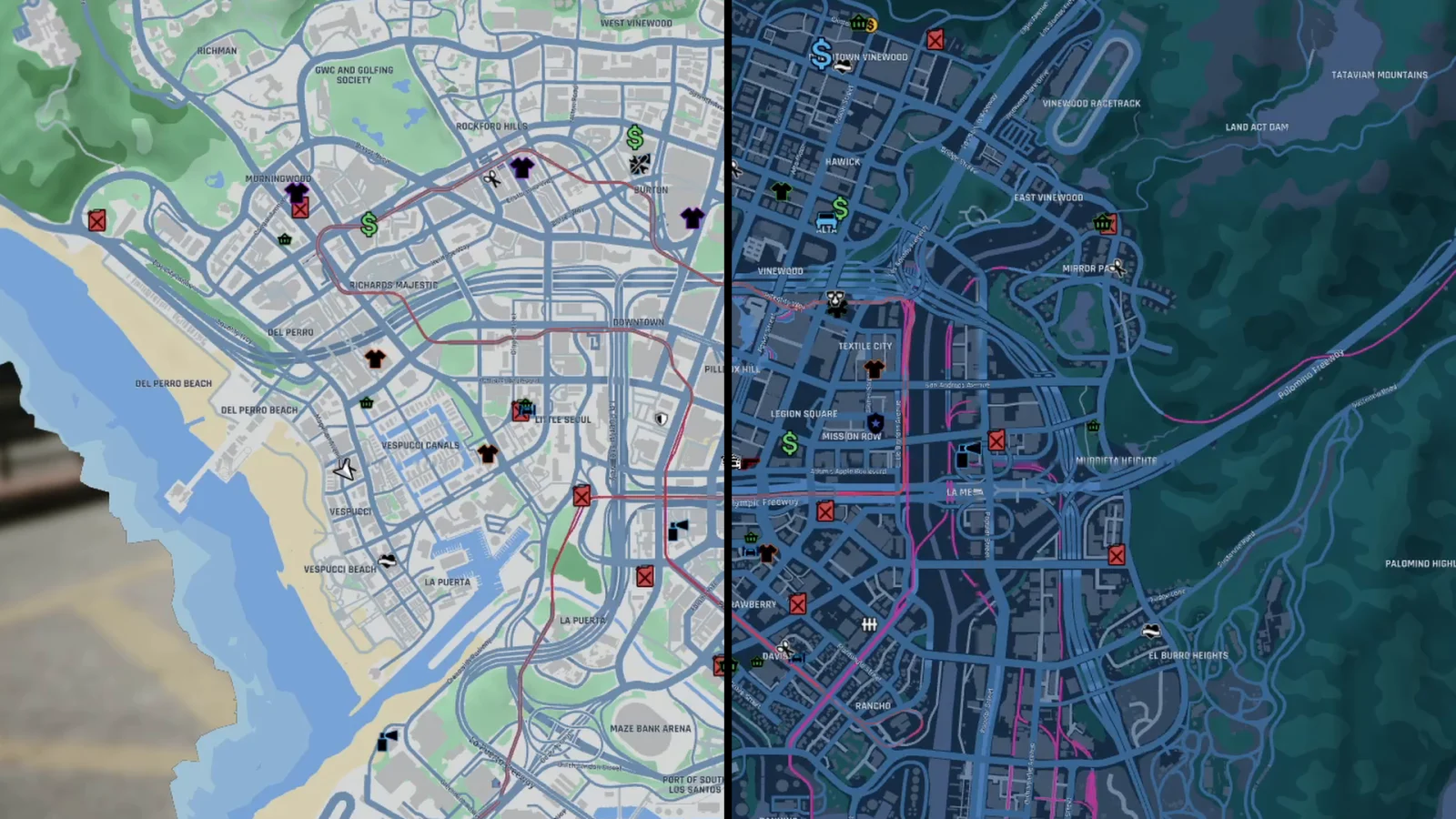 The Atlas style by day on the left and by night on the right