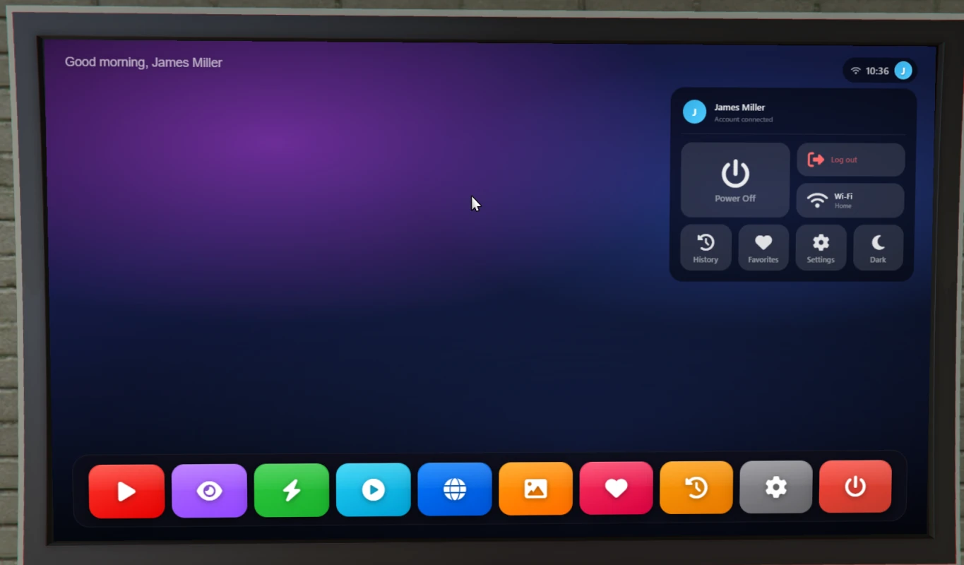 Interface Smart-TV complète